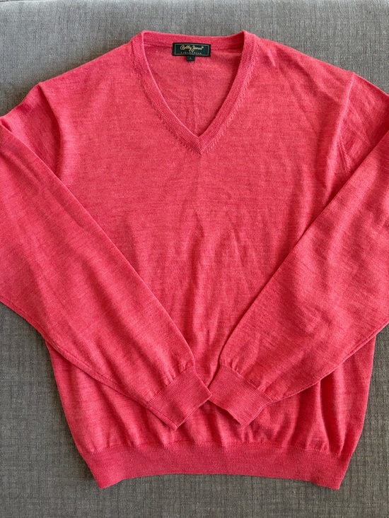 Bobby Jones Other - Bobby Jones Men’s V-Neck Sweater L Coral Red 100% Extra Fine Merino Wool NWOT